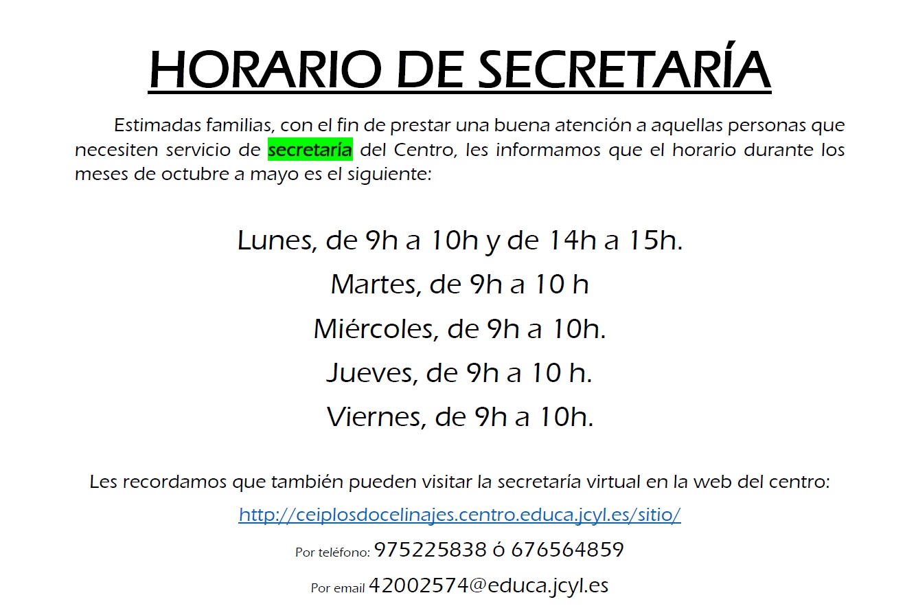 horario secretaria 23-24